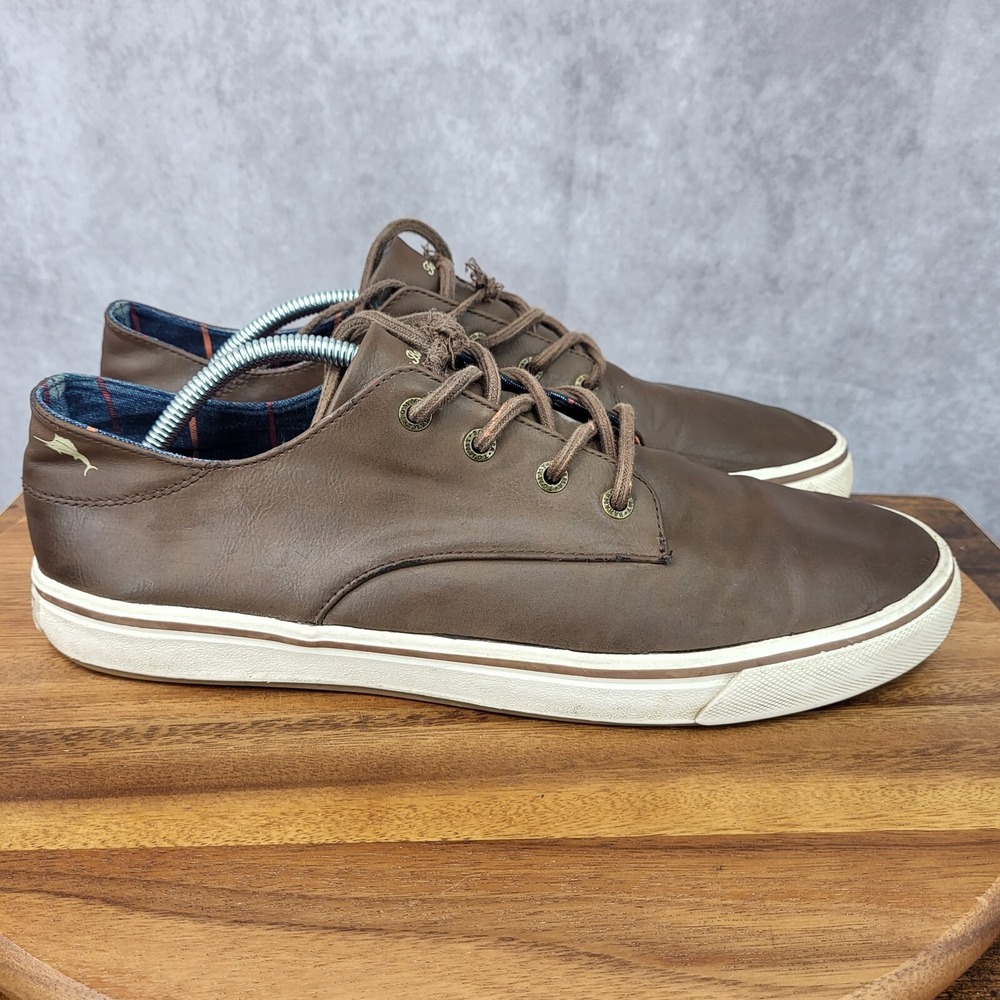 Tommy Bahama Sneakers Mens 12 D Brown Faux‎ Leather Oxfords Comfort Shoes
